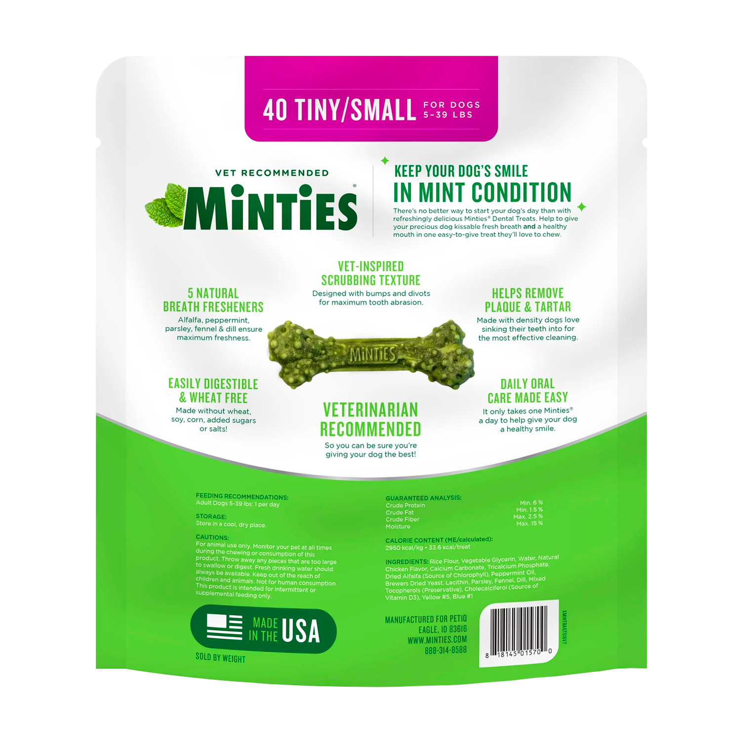 MINTIES Dog Dental Bone Treats, Dental Chews for Tiny_Small Dogs 5-39 lbs, 40 Count – Bild 2
