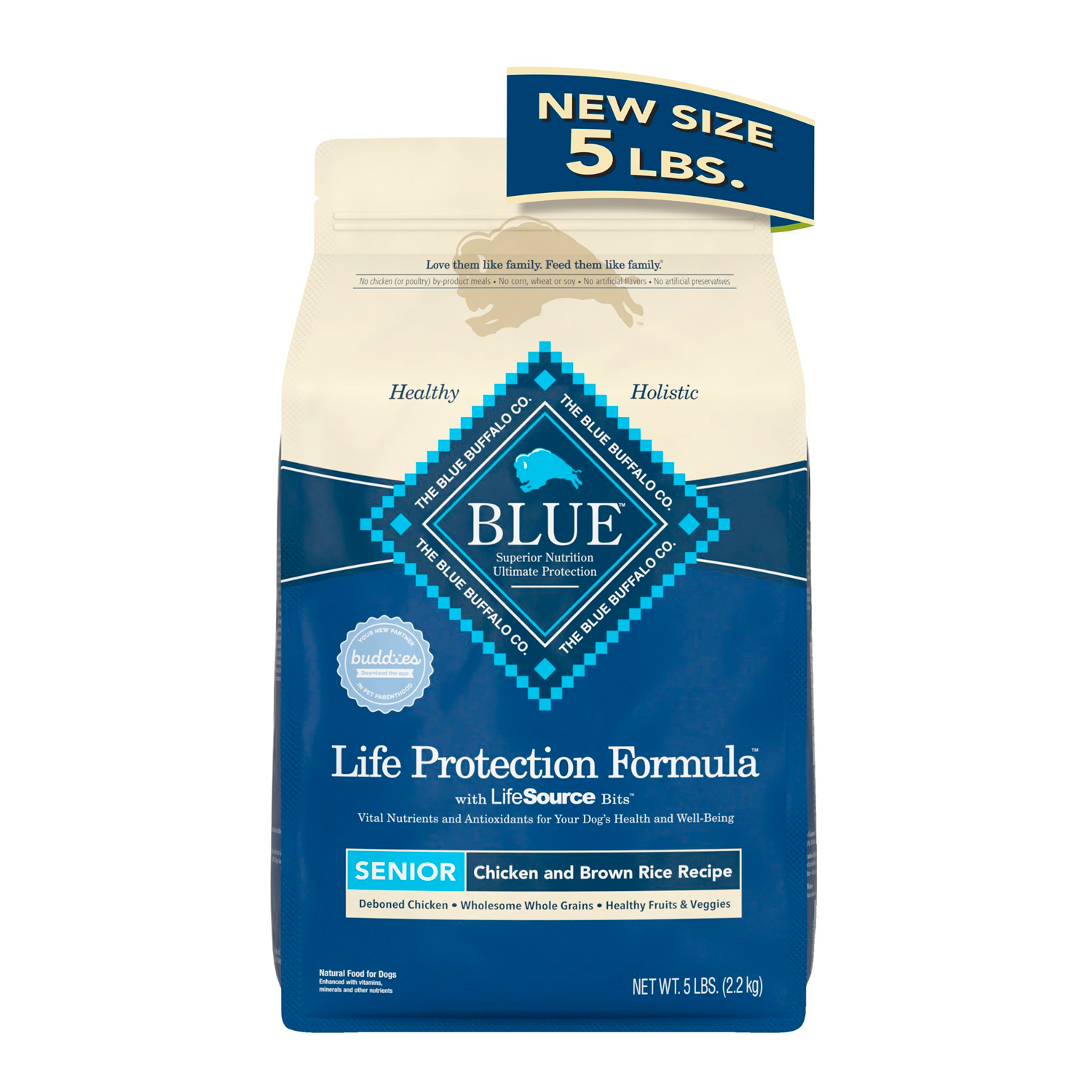 Blue Buffalo Life Protection Formula Chicken and Brown Rice Dry Dog Food for Senior Dogs, Whole Grain, 5 lb. Bag – Bild 2