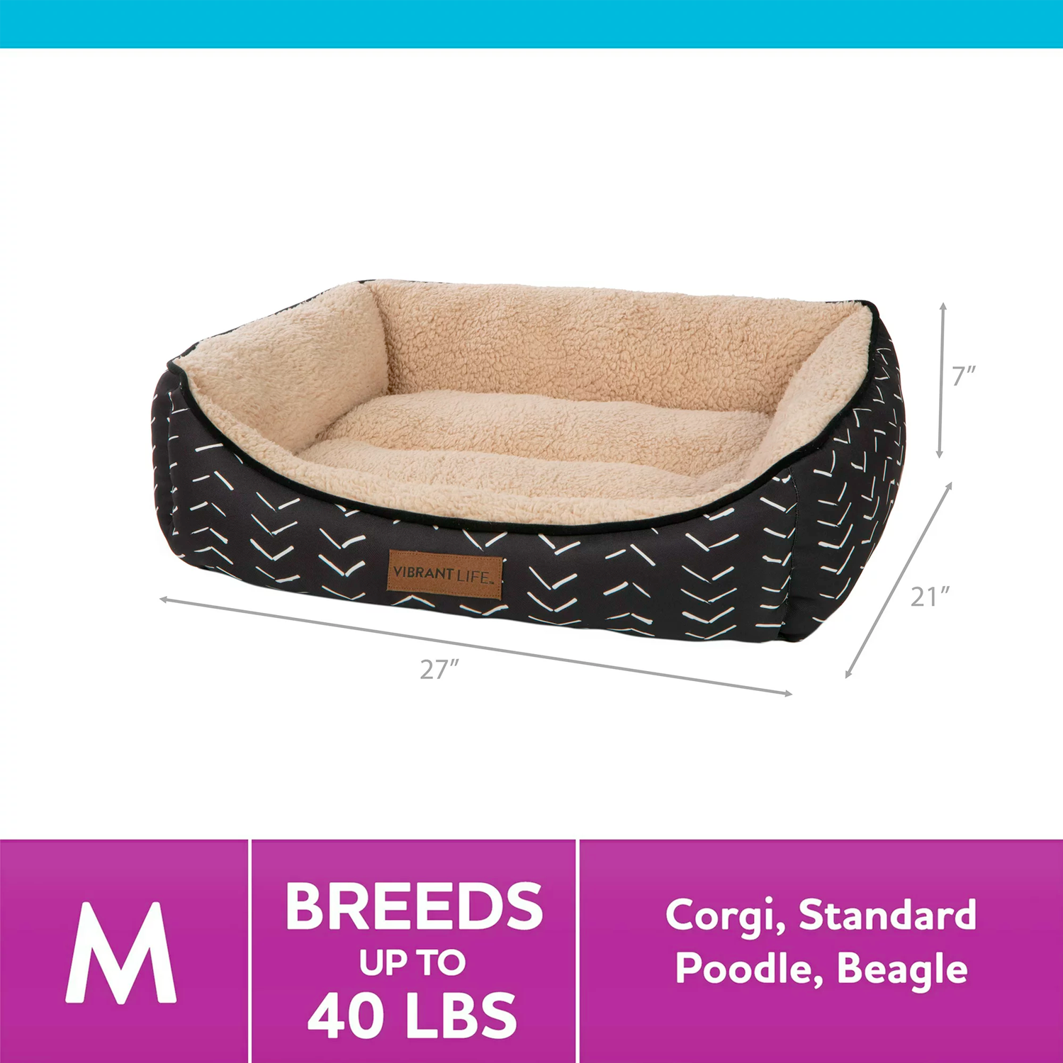 Vibrant Life Luxe Cuddler Mattress Edition Dog Bed, Medium, 27_x21_, Up to 40lbs – Bild 3